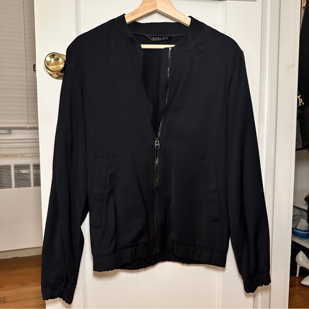 Zara Midnight Black Zip-Up Jacket